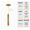 Ver imagem 4 de Kit 3 Pendente Tubo Palito 30cm - Ouro + Lampada Led 4w