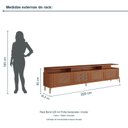 Ver imagem 3 de Rack Bend 220 cm Porta Sextavada Incolar Cedro com Pé Dourado