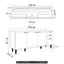 Ver imagem 4 de Balcão de Cozinha com Pia Inox 180cm Pérola Z34 Grafite/freijó - Mpozenato