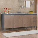 Ver imagem 2 de Balcão de Cozinha com Pia Inox 180cm Pérola Z34 Grafite/freijó - Mpozenato