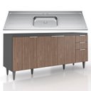 Ver imagem 1 de Balcão de Cozinha com Pia Inox 180cm Pérola Z34 Grafite/freijó - Mpozenato