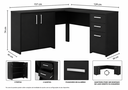 Ver imagem 4 de Mesa de Escritório Escrivaninha Em L Home Office Para Computador Quarto 3 Portas 2 Gavetas Preta