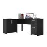 Mesa de Escritório Escrivaninha Em L Home Office Para Computador Quarto 3 Portas 2 Gavetas Preta - 7