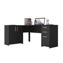 Ver imagem 2 de Mesa de Escritório Escrivaninha Em L Home Office Para Computador Quarto 3 Portas 2 Gavetas Preta