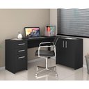 Ver imagem 6 de Mesa de Escritório Escrivaninha Em L Home Office Para Computador Quarto 3 Portas 2 Gavetas Preta