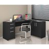 Mesa de Escritório Escrivaninha Em L Home Office Para Computador Quarto 3 Portas 2 Gavetas Preta - 6