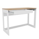 Ver imagem 6 de Escrivaninha Mesa Escritório Rocklin 1 Gaveta 1 Nicho 110cm Branco e Aveiro