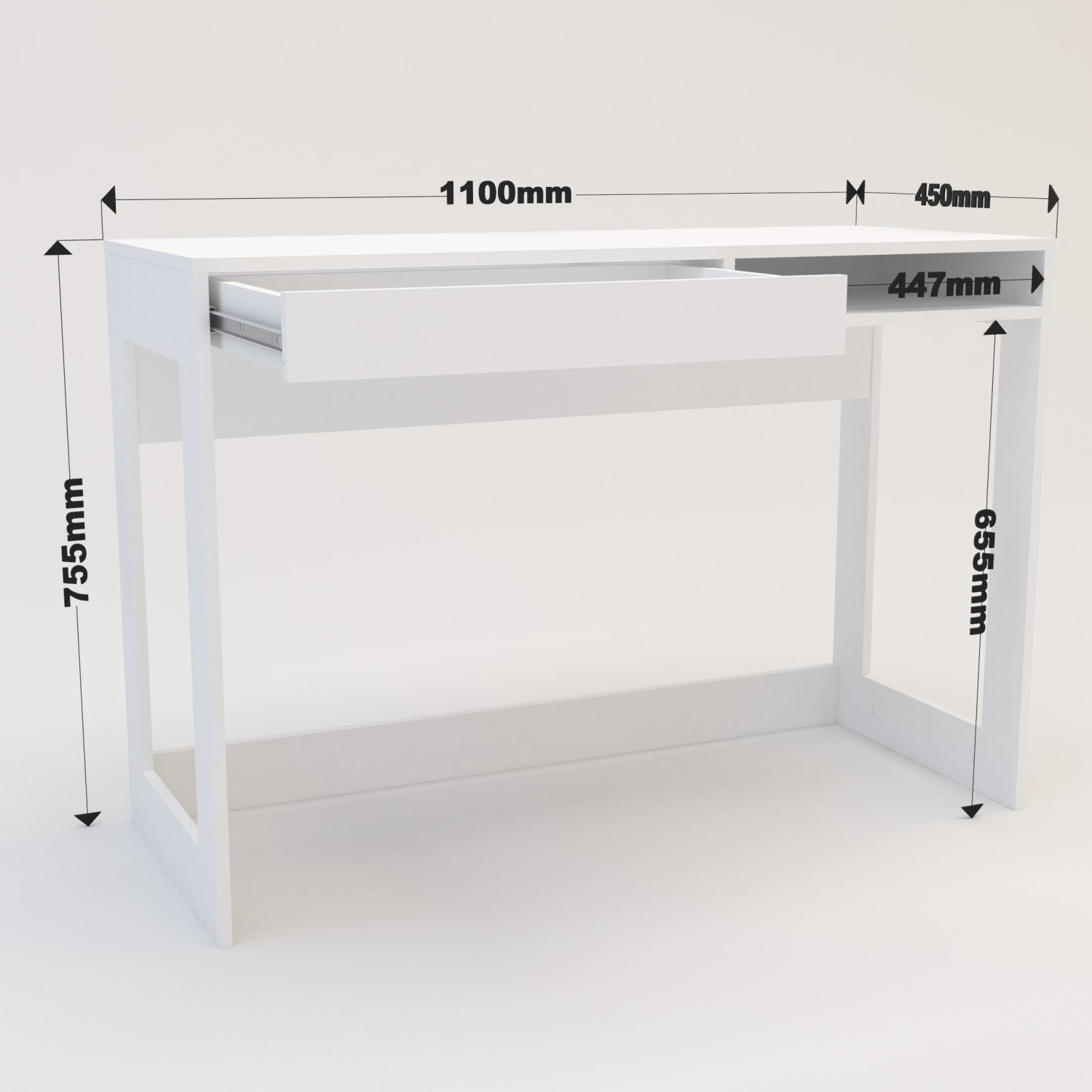 Escrivaninha Mesa para Escritório 110cm 1 Gaveta 1 Nicho Rocklin - 3