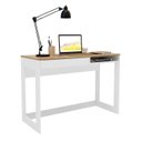 Ver imagem 2 de Escrivaninha Mesa Escritório Rocklin 1 Gaveta 1 Nicho 110cm Branco e Aveiro