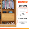 Guarda Roupas Casal 2 Portas de Correr com Espelho 4 Gavetas Flex 100% Mdf Austria - 9