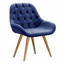 Ver imagem 1 de Poltrona Lua Botonê Pé Palito Cadeira Decorativa Sala, Escritório, Recepção - Suede Azul Marinho