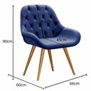 Ver imagem 5 de Poltrona Lua Botonê Pé Palito Cadeira Decorativa Sala, Escritório, Recepção - Suede Azul Marinho