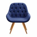 Ver imagem 2 de Poltrona Lua Botonê Pé Palito Cadeira Decorativa Sala, Escritório, Recepção - Suede Azul Marinho