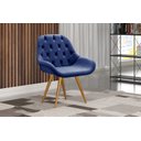 Ver imagem 4 de Poltrona Lua Botonê Pé Palito Cadeira Decorativa Sala, Escritório, Recepção - Suede Azul Marinho