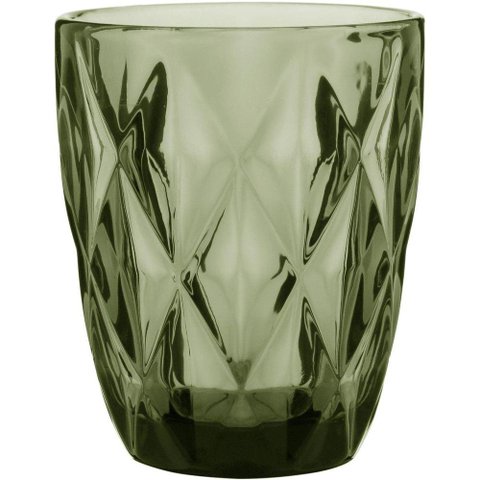 Copo Água 10x8x8cm 270ml Vidro Verde 6pç