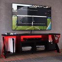 Ver imagem 2 de Rack Industrial 160cm Tv 60 com Led P1033 Vermelho Preto Pp Milani Store Vermelho Preto