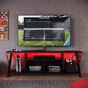 Ver imagem 3 de Rack Industrial 160cm Tv 60 com Led P1033 Vermelho Preto Pp Milani Store Vermelho Preto