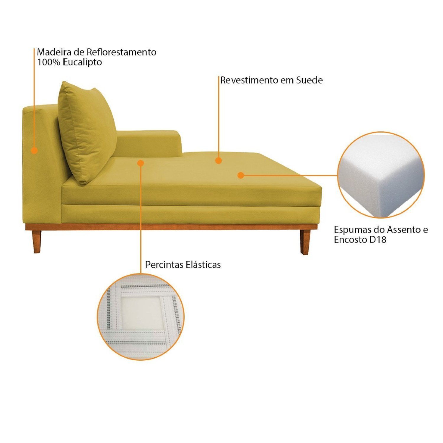 Recamier 165cm Suede Almeria Maranata Estofados - 6