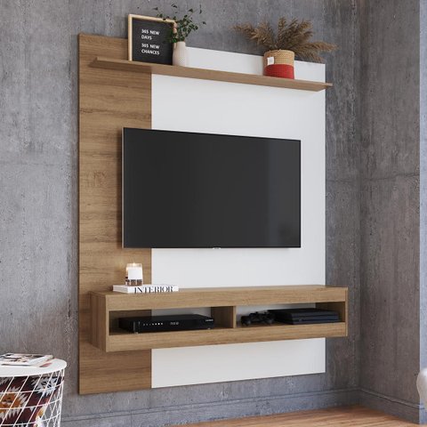Painel para Tv até 75 Pol Grécia 145 X 180 Cm Nichos Mdp Mel Branco - Clicklar