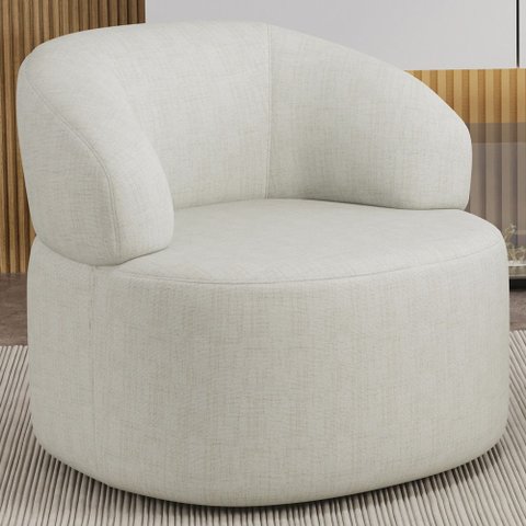 Poltrona Giratória Orgânica para Sala de Estar Living Helena L02 Linho Cru - Lyam Decor