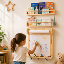 Ver imagem 7 de Lousa Infantil de Madeira + Bobina+ 2 Prateleiras Montessori