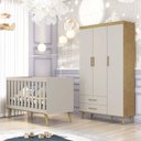 Ver imagem 1 de Berço Americano e Guarda Roupa Infantil Ambiente Ludmila Off White Bétula - Carolina Baby