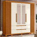 Ver imagem 4 de Guarda Roupa Casal Doble com Espelho 06 Portas e Cômoda New Veneza Cinamomo Off White - Móveis Albat