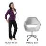 Cadeira Para Escritório E Home Office Zara Base Giratória - Linho Bege - 3