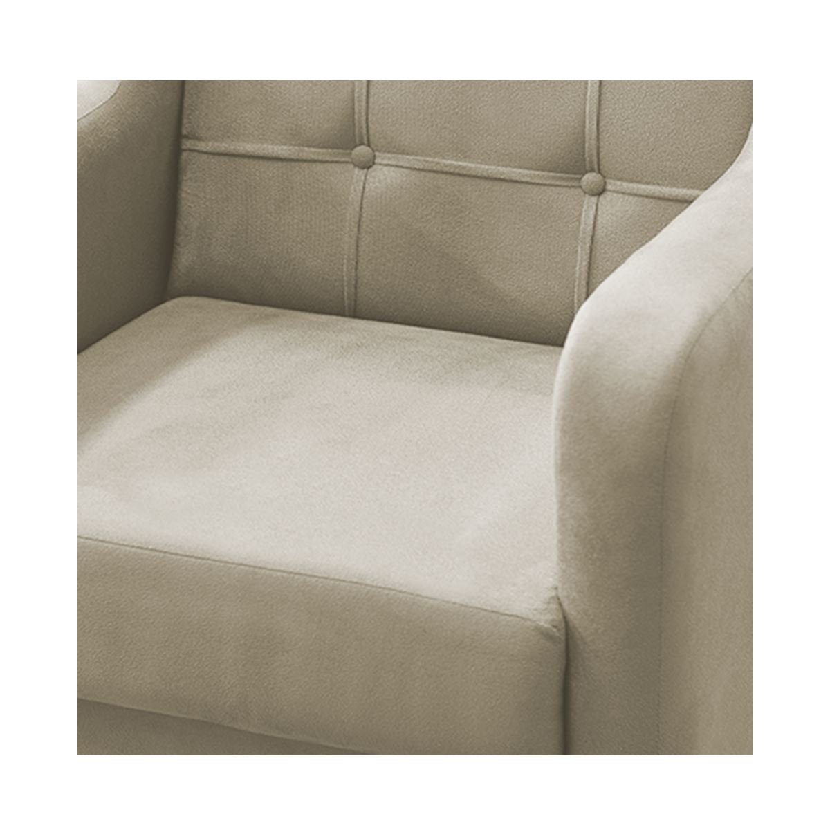 Poltrona Bella Para Sala Decorativa Suede:Bege Claro - 3