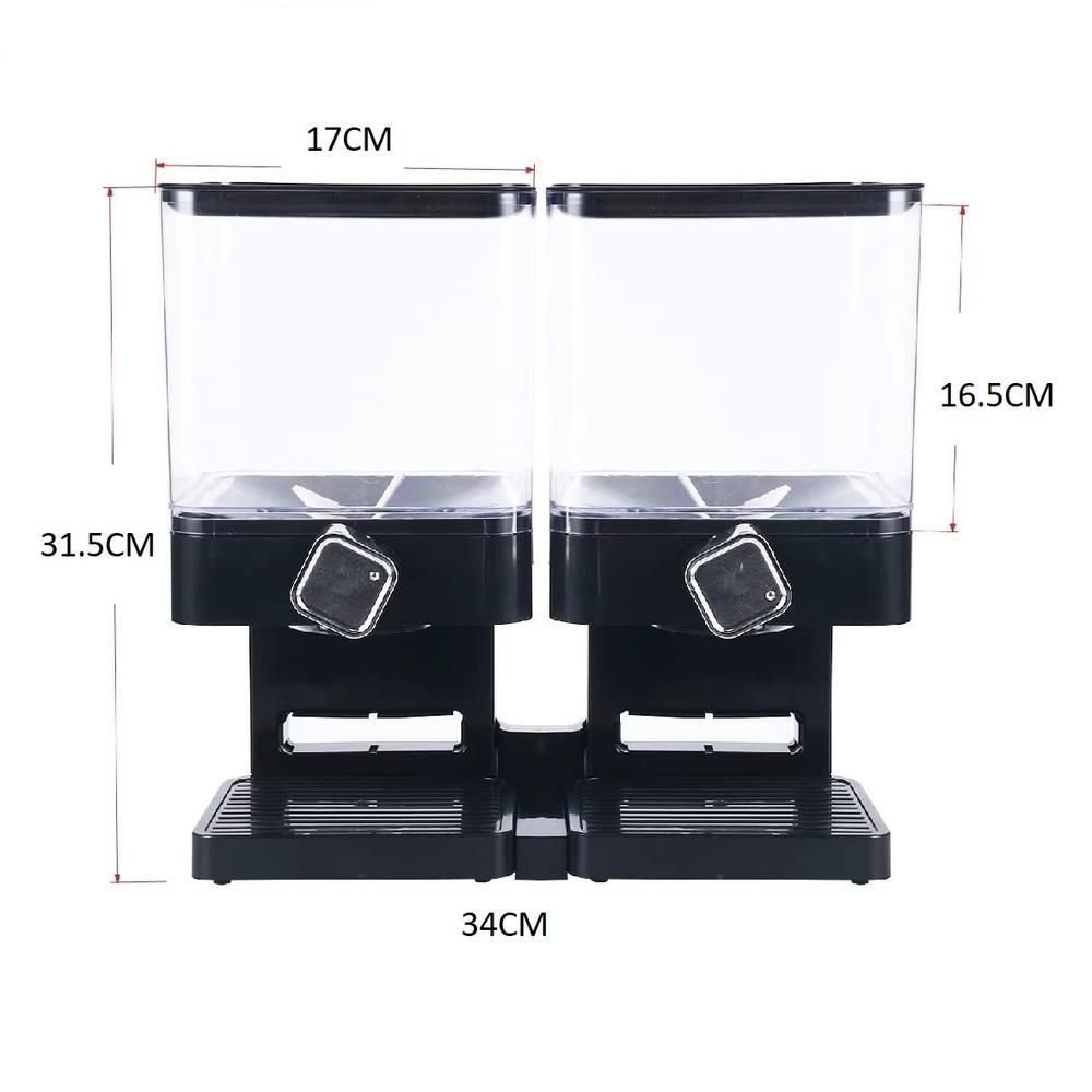 Dispenser Duplo de Cereais Porta Alimentos Sucrilhos Granola Grãos Mantimentos com 2 Potes Luxo Pret - 6
