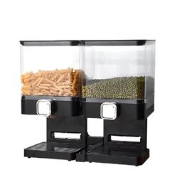 Dispenser Duplo de Cereais Porta Alimentos Sucrilhos Granola Grãos Mantimentos com 2 Potes Luxo Pret - 2