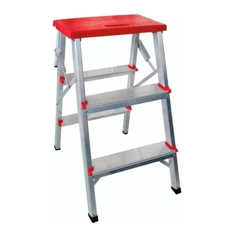 Escada Banqueta Alumínio 3 Degraus 120 Kg - Gibafer