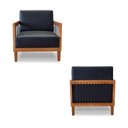 Ver imagem 5 de Kit 2 Poltronas Sala de Estar Pés Madeira Maciça Corda Náutica Preta 75cm Manila Pu Preto G63 - Gran