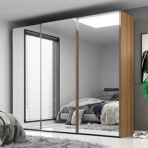 Guarda Roupa Veneto em Mdf 3 Portas com Espelho 274,5x230cm Olmo 1000