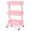 Ver imagem 1 de Carrinho Organizador Multiuso Anm6077 Anima Office 3 Cestos Fixos em Aço Rosa