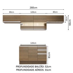 Armário de Cozinha Compacta 280cm Rustic Marina Madesa 01 - 4
