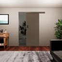 Ver imagem 5 de Porta de Correr Madeira 215x80cm Sobrepor Reversível Melamínico MGM Abertura Direita Marrom/Carvalho Quebec