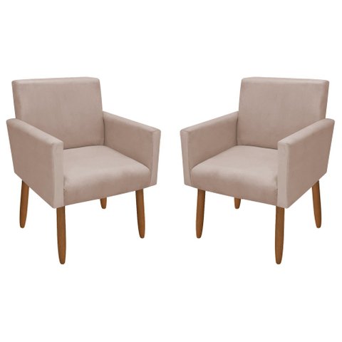 Kit 2 Poltronas Decorativa Nina Pés Palito Veludo Palha Chamby Móveis