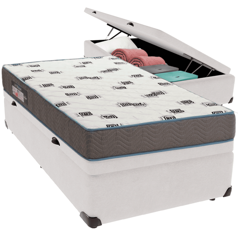 Cama Box Baú e Colchão Light Espuma D33 Solteiro Ortobom: Branco