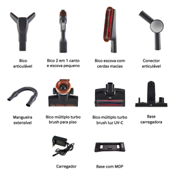 Aspirador de Pó Sem Fio WAP MAGIC 3 Velocidades, Alto Poder de Sucção 450W Luz UV-C Antiácaro Bivolt - 7