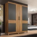 Ver imagem 1 de Guarda-Roupa Casal 6 Portas 159,6cm x 201cm Mauá Marrom/Amêndola/Grafito Prime Tx