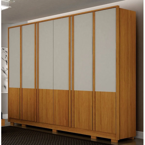 Guarda Roupa Casal 100% MDF 6 Portas 6 Gavetas 276cm Urban Cinamomo/Off White - Leifer