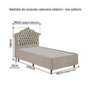 Ver imagem 6 de Kit Cama Box Solteiro + Cabeceira Estofada em Madeira Maciça Curva Provençal com Capitonê Bege/Linho