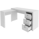 Ver imagem 3 de Mesa de Canto para Escritório em L Angular com 3 Gavetas Branco