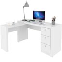 Ver imagem 1 de Mesa de Canto para Escritório em L Angular com 3 Gavetas Branco