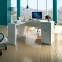 Ver imagem 2 de Mesa de Canto para Escritório em L Angular com 3 Gavetas Branco