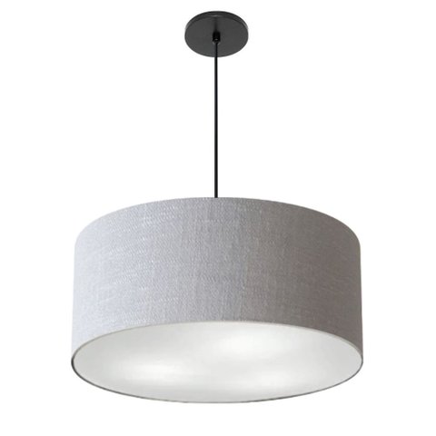 Pendente Cilíndrico Vivare Free Lux Md-4386 Cúpula em Tecido Lustres Vivare Rustico-Cinza Canopla br