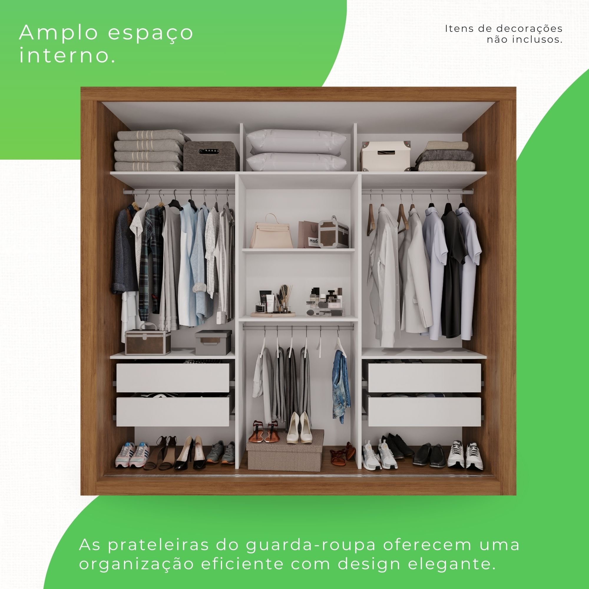 Guarda Roupa Casal 3 Portas 4 Gavetas Costa Rica  - 6