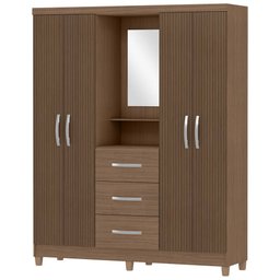Guarda-roupa Solteiro Capelinha 4 Portas de Abrir sem Espelho e 3 Gavetas Ilhéus Terrano - Mx Móveis - 2