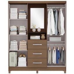 Guarda-roupa Solteiro Capelinha 4 Portas de Abrir sem Espelho e 3 Gavetas Ilhéus Terrano - Mx Móveis - 3